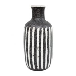 Black & White Stripe Stonewear Vase
