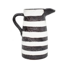 Black & White Stripe Stonewear Pitcher