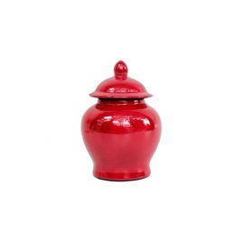 Crimson Stria Red Ginger Jar