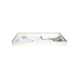 White Marbled Rectangular Tray (S)