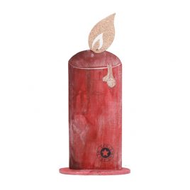 Wooden Red Christmas Candle