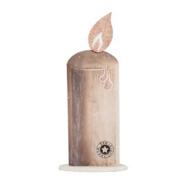 Wooden White Christmas Candle