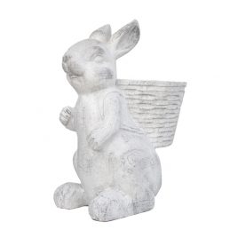 White Bunny with Back Basket