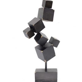 Metal Black Cube Sculpture