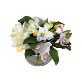 White Flower Arrangement with Vase
