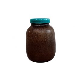 Frosted Taupe Glass Vase with Blue Trim
