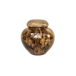 Brown Ceramic Canister with Wooden Lid