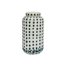 Black Dotty Ceramic Jar with Lid