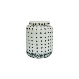 Black Dotty Ceramic Jar with Lid