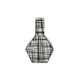 Black Grid Vein Ceramic Vase (S)