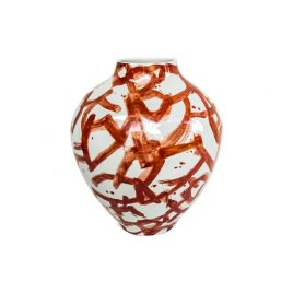 Red Brush Work Ceramic Vase (M)