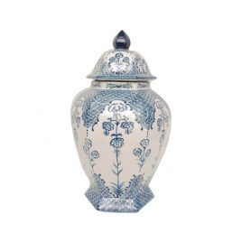 Blue & White Urn with Lid (L)