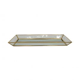 Glass Mirror Tray with Gold Trim (M)