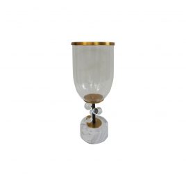 Glass Candle Holder on Marble Base (S)