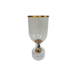 Glass Candle Holder on Marble Base (L)