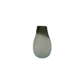 White Frosted Glass Vase Black Edge