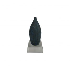 Blue Ceramic Vase with Crystal Base