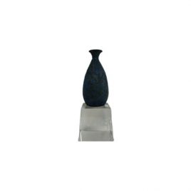 Blue Ceramic Vase with Crystal Base