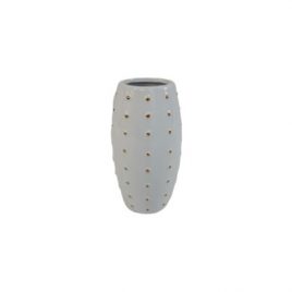 Gold Dotty White Ceramic Vase(M)