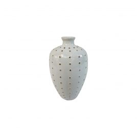 Gold Dotty White Ceramic Vase (L)
