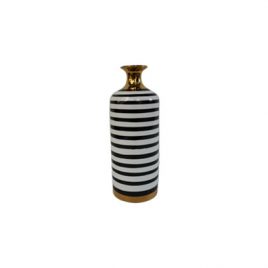 Black&White Pattern Ceramic Vase Gold Edge