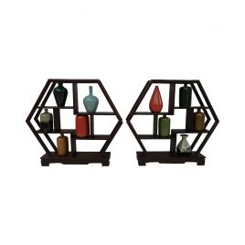 Miniature Ceramic Vase on Hexagon Shelf