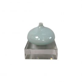 Light Blue Ceramic Vase with Crystal Base