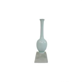 Light Blue Ceramic Vase with Crystal Base