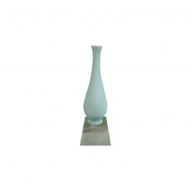 Light Blue Ceramic Vase with Crystal Base