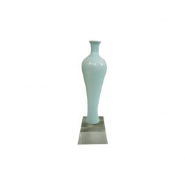 Light Blue Ceramic Vase with Crystal Base