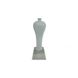 Light Blue Ceramic Vase with Crystal Base