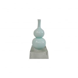 Light Blue Ceramic Vase with Crystal Base