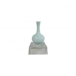 Light Blue Ceramic Vase with Crystal Base