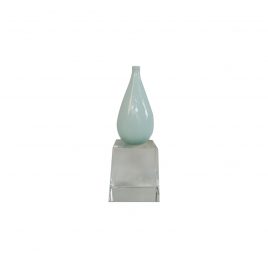 Light Blue Ceramic Vase with Crystal Base