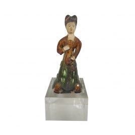 Ceramic Chinese Lady Doll with Crystal Base