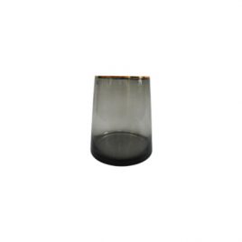 Grey Glass with Golden Trim Vase