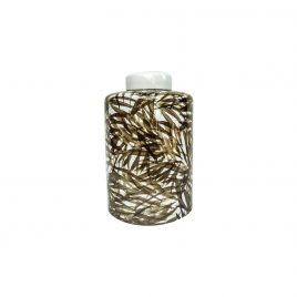 Leaf Pattern Ceramic Ginger Jar with Lid (S)