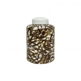 Leaf Pattern Ceramic Ginger Jar with Lid (L)