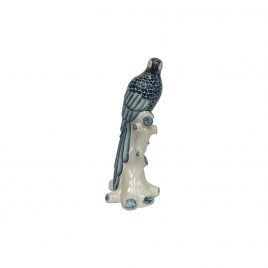 Blue & White Ceramic Parrot