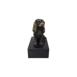 Brass English Cocker Spaniel Dog with Marble Base
