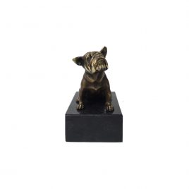 Brass Boston Terrier Dog with Marble Base