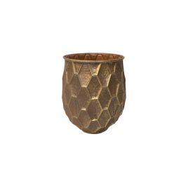 Metal Vintage Gold Distressed Vase (L)
