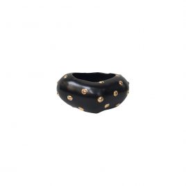 Black Ceramic Bowl with Gold Dots