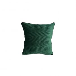 English Green Velvet Zigzag Textured Pillow