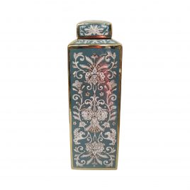 Art Nouveau Blue Flower Ginger Jar (L)