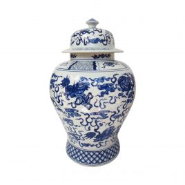 Blue and White Ginger Jar with Lid