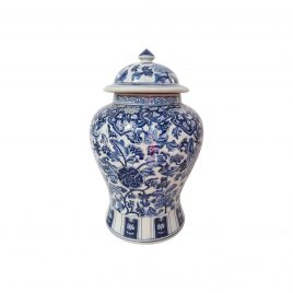 Blue and White Ginger Jar with Lid