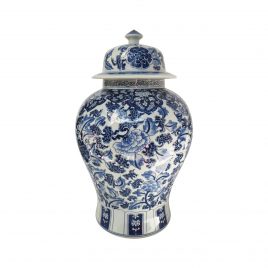 Blue and White Ginger Jar with Lid