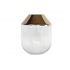 Decorative Glass Vase with Golden Trim (L)