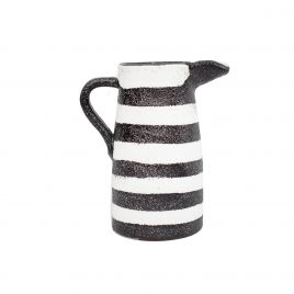 Black & White Stripe Stonewear Pitcher